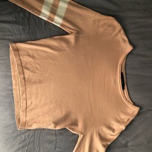 Light pink long sleeve with white stripes